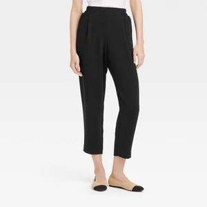 Women's Signature Crepe Tapered Ankle Pull-On Pant - A New Day Black - Picture 1 of 3