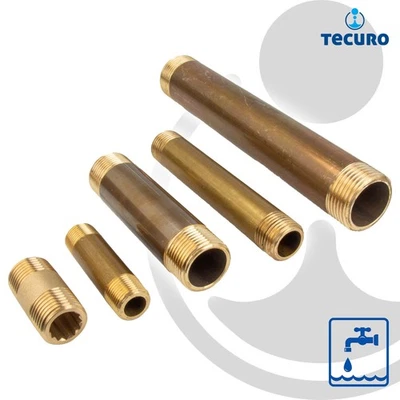 Tecuro pipe double nipple-long nipple on both sides male thread R (tapered) MS-Blan - Image 1 of 4