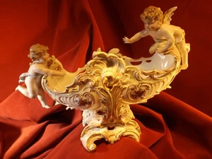 RARE Utterly Charming "Teeter-totter Cupids" HP Dresden Candy Dish - Picture 1 of 24