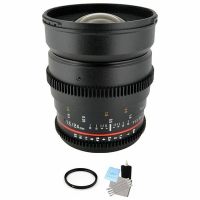 Lente de cine Rokinon 24 mm T1.5 para Nikon + filtro UV y kit de limpieza Foto 1 de 2