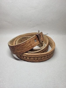 geprägter Echt-Leder Westerngürtel handgeflochten US 38 - 40 # Vintage 80er 90er - Picture 1 of 5