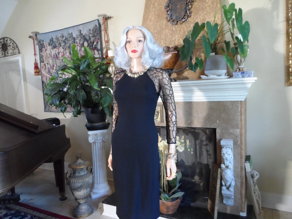 Nuevo Vestido de Cóctel Jason Wu Negro con Detalle de Mangas de Encaje Alegre Talla 2 Foto 1 de 4