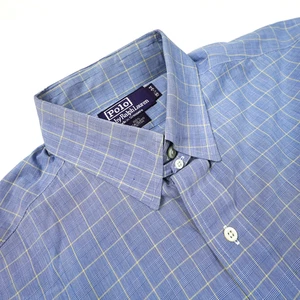 Camisa Polo Ralph Lauren Etiqueta Púrpura Para Hombres 15.5 Azul Cuadros Sea Island Algodón De Colección - Imagen 1 de 14