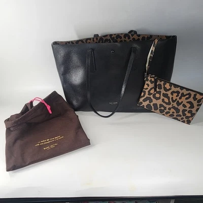 Kate Spade Molly Leather Large Tote Bag Leopard Interior With Pouch & Dust Bag - Image 1 of 4