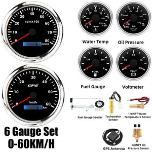 6 Gauge Set 110mm GPS Geschwindigkeitsmesser 60km/h&tacho 8000RPM für Bootswagen - Bild 1 von 23