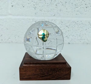 Waterford Crystal Globe Sphere Paperweight & Wooden Stand Plinth - Picture 1 of 13
