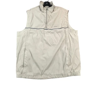 IZOD Vest Mens XL Beige Half Zip Sleeveless Windbreaker Golf Jacket Casual - Picture 1 of 21