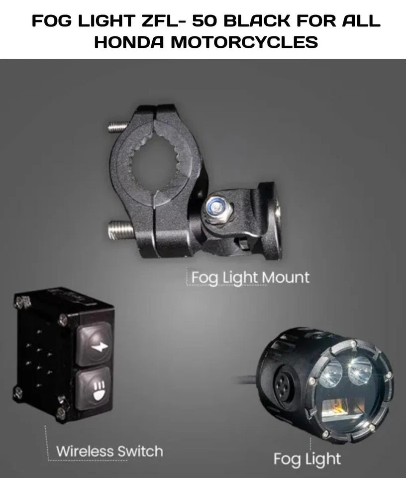 FOG LIGHT ZFL-50 BLACK FIT FOR ALL HONDA MOTORCYCLES Foto 1 de 4