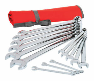 Crescent 15 Pc. 12 Point Metric Combination Wrench Set with Tool Roll - CCWS5
