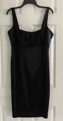 Vestido de cóctel Calvin Klein 12 negro satinado funda elástica LBD princesa Diana Foto 1 de 4