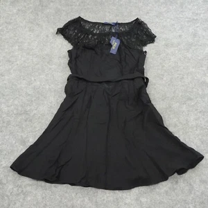 Polo Ralph Lauren Dress Womens 6 Lace Top Black Belted Lined Sleeveless Shift F - Picture 1 of 14