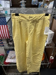 Women's High-Rise Linen Pleat Front Straight Pants - A New Day, Yellow, Size 2 - Picture 1 of 6