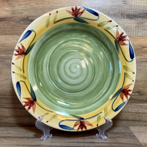 PIER 1 - ELIZABETH - LARGE MULTI COLOR HAND PAINTED DEEP - 11 1/4" DINNER PLATES - Picture 1 of 5