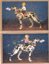 Bambino cavalca il Cane 2 cartoline ediz. Degami s. 2132