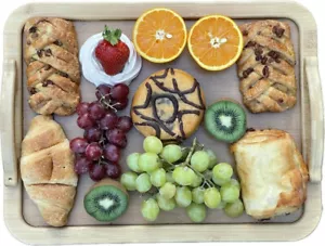 Wooden Serving Tray Set - 3 Bamboo Serving Trays Trays+ Handles - Picture 1 of 4