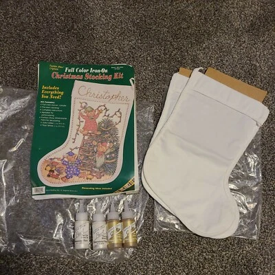 Christmas Stocking Kit Bears Delight 57464 Plaid NOS with bonus Christmas Tree - Image 1 of 4