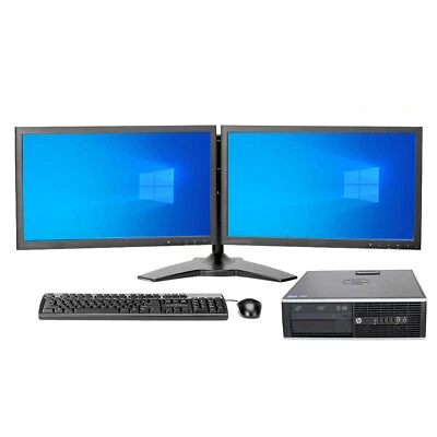 FAST HP Office PC with Dual Monitors - Quad Core i7 16GB RAM Windows 10 Pro WIFI - Image 1 of 3