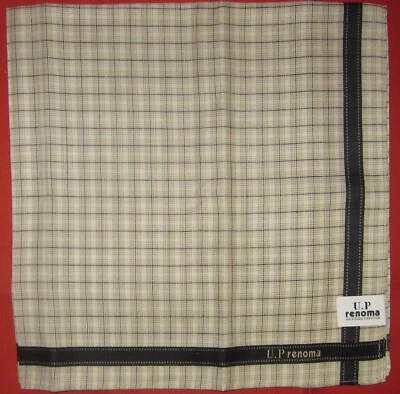 U.P RENOMA *Plaid Light Brown Scarf Handkerchief 48cm /JYUFUN - Image 1 of 4