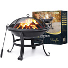 KingSo Outdoor Wood Burning Fire Pit With durable Steel Frame, Camping, BBQ