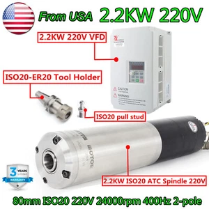 『US』1.8KW 2.2KW ISO20 ATC Motor de husillo de agua Cambio automático de herramienta 24000 RPM & VFD - Imagen 1 de 14