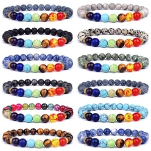 8mm Handmade 7 Chakra Natural Gemstone Stretch Bracelets Prayer Jewelry Gifts - Picture 1 of 59