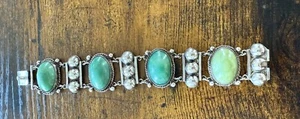 ¿Ónix/jade verde vintage mexicano de plata esterlina? Pulsera - ¡¡Muy bonita!! 7,5” - Imagen 1 de 10