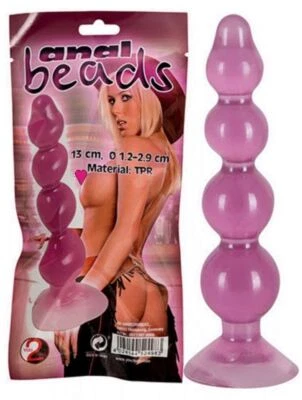 Fallo anale con ventosa dildo anal plug butt play stimolatore sex toy rosa sfere - Immagine 1 di 2