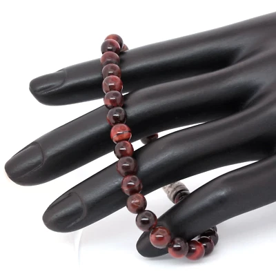 Pulsera David Yurman Para Hombres 6mm Ojo de Tigre Rojo Cuentas Espirituales 8.5" 925 Esterlina Foto 1 de 4