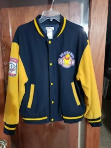 Vintage Disney Winnie The Pooh Varsity Jacket Size M 100 Acre Wood Blue Yellow - Picture 1 of 9