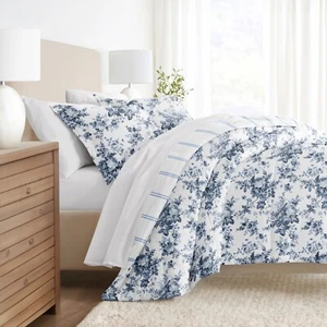 3PC Reversible Fashion Floral to Stripe Comforter Set With Shams - Kaycie Gray - Picture 1 of 11