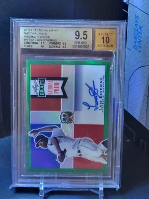 2014 Leaf Metal Draft National Pride Green Refractor Auto Luis Severino #2/5 SSP - Image 1 of 4