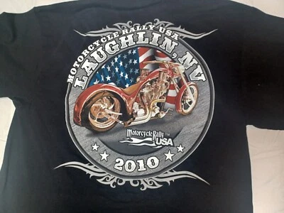 Camiseta negra Laughlin Nevada 2010 Motorcycle Rally talla XL NUEVA SIN ETIQUETAS Foto 1 de 4