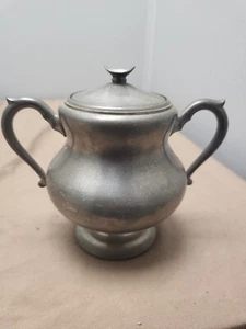 Vintage KMD Royal Holland Pewter Covered Sugar Bowl, 4” Tall Mid Century Modern - Picture 1 of 14