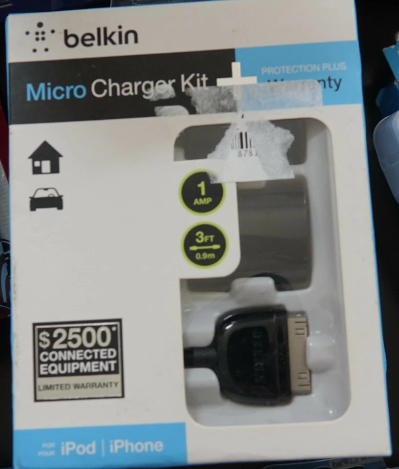  Microcargador Belkin F8Z493TT03-P + Kit de sincronización de carga para iPod, iPhone Foto 1 de 1