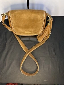 Michael Kors British Tan Brooklyn Leather/Suede Saddle Bag, Excellent Condition! - Picture 1 of 9