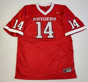 Vtg Rutgers Scarlet Knights Nike Team Football Jersey Youth L Red NCAA #14 Mesh - Picture 1 of 7