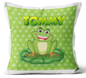 Personalised Any Name Frog Design Cushion Printed Birthday Gift 850 - Picture 1 of 4