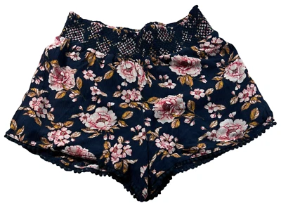Pantalones Cortos Lauren Conrad Mujer Talla Pequeña Azul Marino Floral Foto 1 de 4