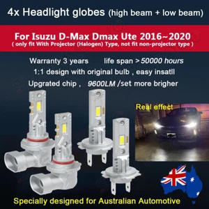 For Isuzu DMax D-Max 2017-2020 4X 1:1 9600LM Headlight Globes High Low Beam bulb - Picture 1 of 15