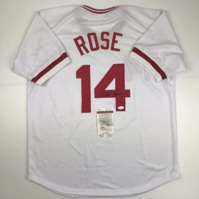 Autographed/Signed Pete Rose Cincinnati White Baseball Jersey JSA COA - Image 1 of 4