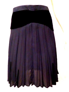 White House Black Market Black Flirty Pleated Plisse Skirt Sz 6 S Y2K Velour - Picture 1 of 4