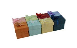 16 x Multicolour Ring Box with Bow Storage Jewellery Charm Gift Bundle Packaging - Picture 1 of 7