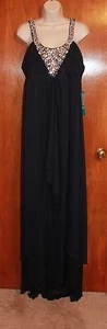CITY TRIANGLES Plus Size 1 FULL-LENGTH DRESS (navy w/ jeweled neckline) NEW! - Picture 1 of 4