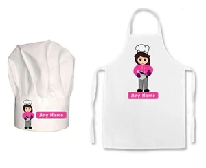 Juego de sombrero/delantal de chef con estampado de chef para niñas de dibujos animados personalizados para niños - Imagen 1 de 6