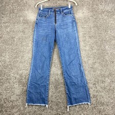 Arizona Jean Co Bootcut Leg Jeans Juniors 1 Blue Frayed Hem Zip Fly Mid Rise