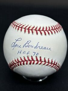 Lou Boudreau HOF 70 Signed Baseball Cleveland Indians Boston Red Sox HOF