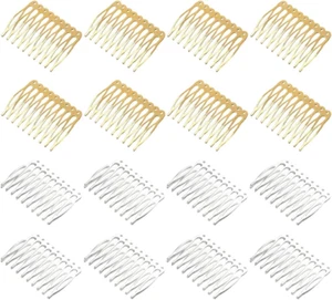 16 Pezzi Pettini Laterali in Metallo 10 Denti, Pettinini per Velo, Lato per Cape - Foto 1 di 6