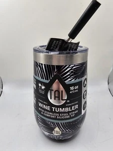 Tal 16 Unzen Thermo Weinbecher, Palmen Design, mit Edelstahl Strohhalm - Bild 1 von 3