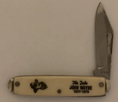 Navaja de Bolsillo De Colección John Wayne Ranger Ultra Honificada ÚNICA Hoja EE. UU. Foto 1 de 2