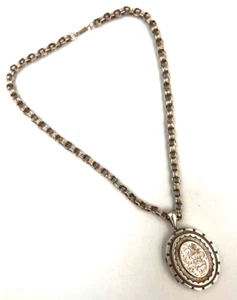 Antique Victorian Etruscan Large Locket & Victorian Silver Book Chain Circa 1880 - Picture 1 of 12